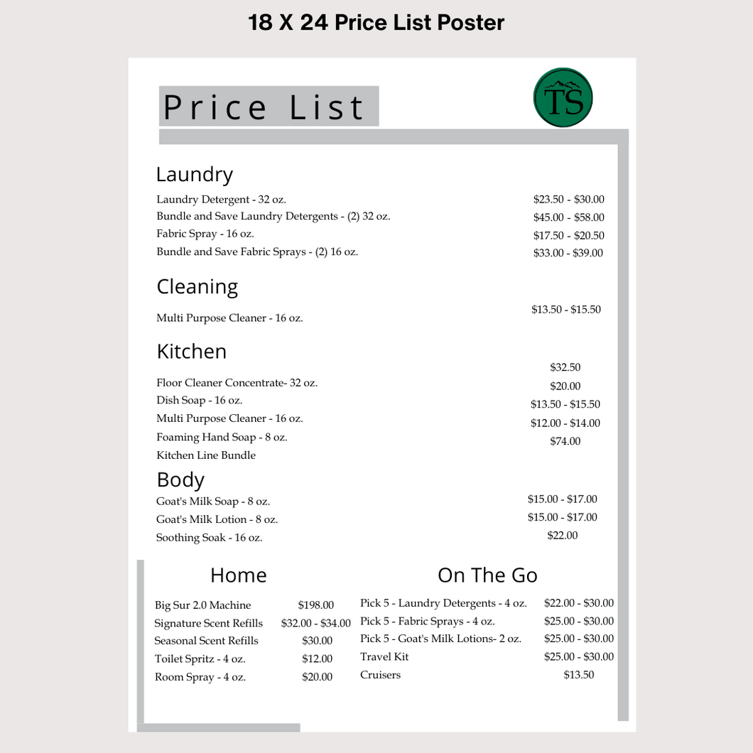 Price List Poster